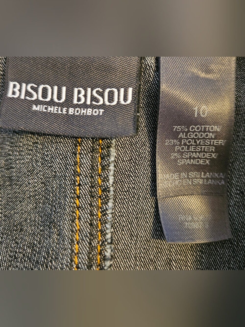 Vintage Bisou Bisou Y2K Dark Wash Denim Tailored Peplum Blazer Jacket 10 - Picture 2 of 11